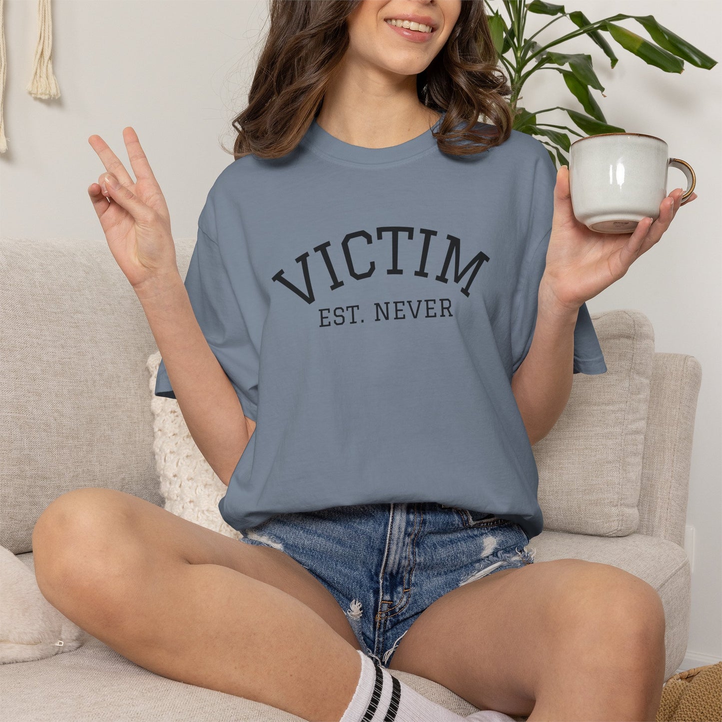 T-Shirt — Victim Est. Never Empowerment Graphic Tee