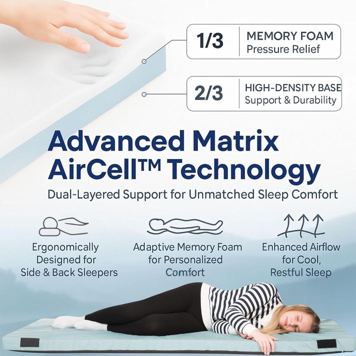 Home Bed Comfort with the Matrix Air-Cell Memory Foam Camping Mattress