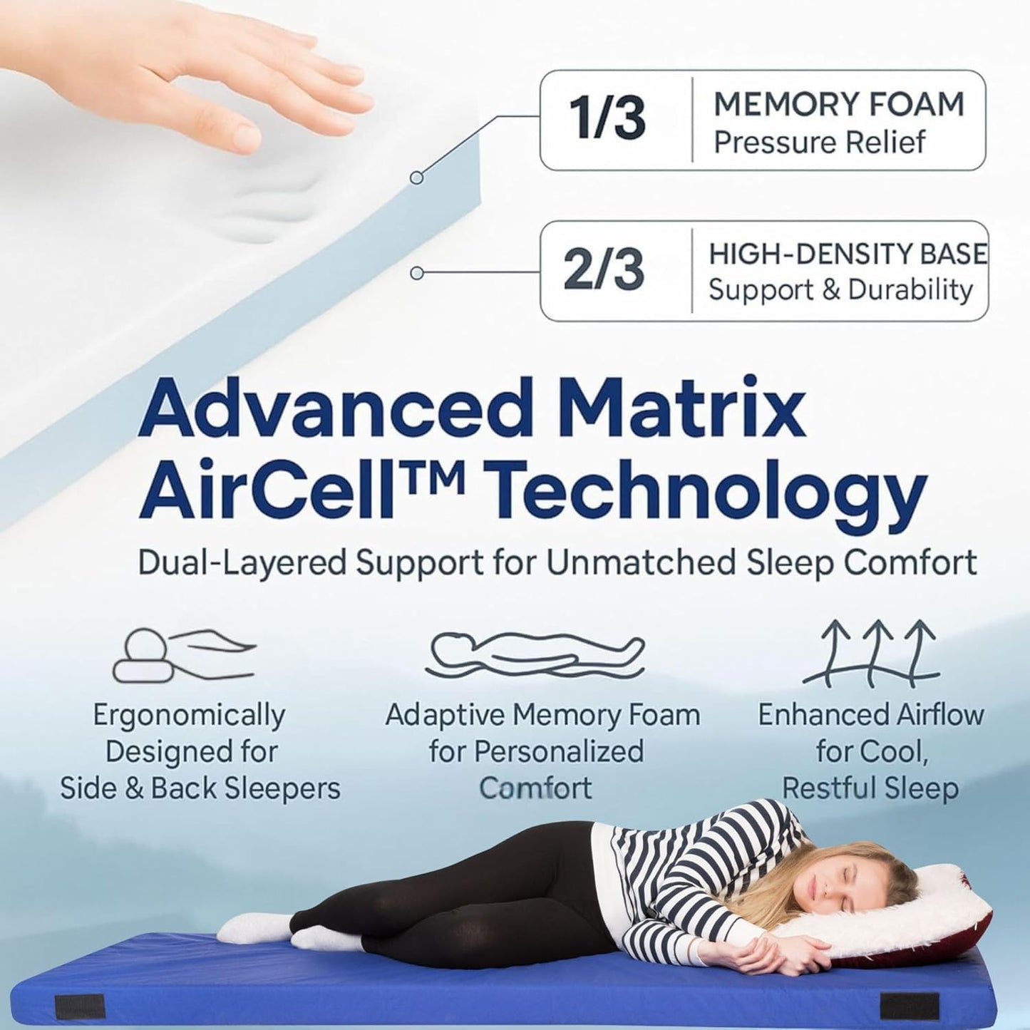 Home Bed Comfort with the Matrix Air-Cell Memory Foam Camping Mattress