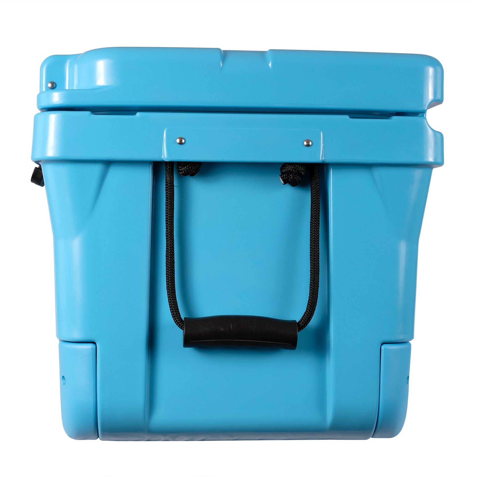 Blue 75QT "BFF" Hard Cooler with a sturdy handle and secure lid, designed for outdoor use and keeping items cold.