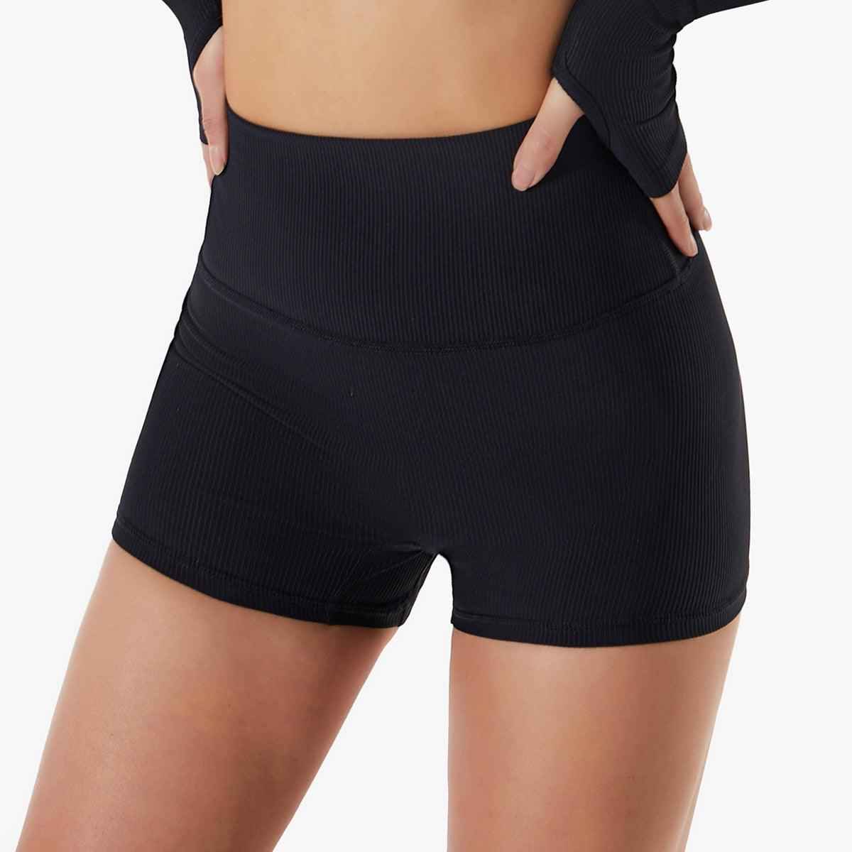 High-Waisted Ribbed Fitness Shorts