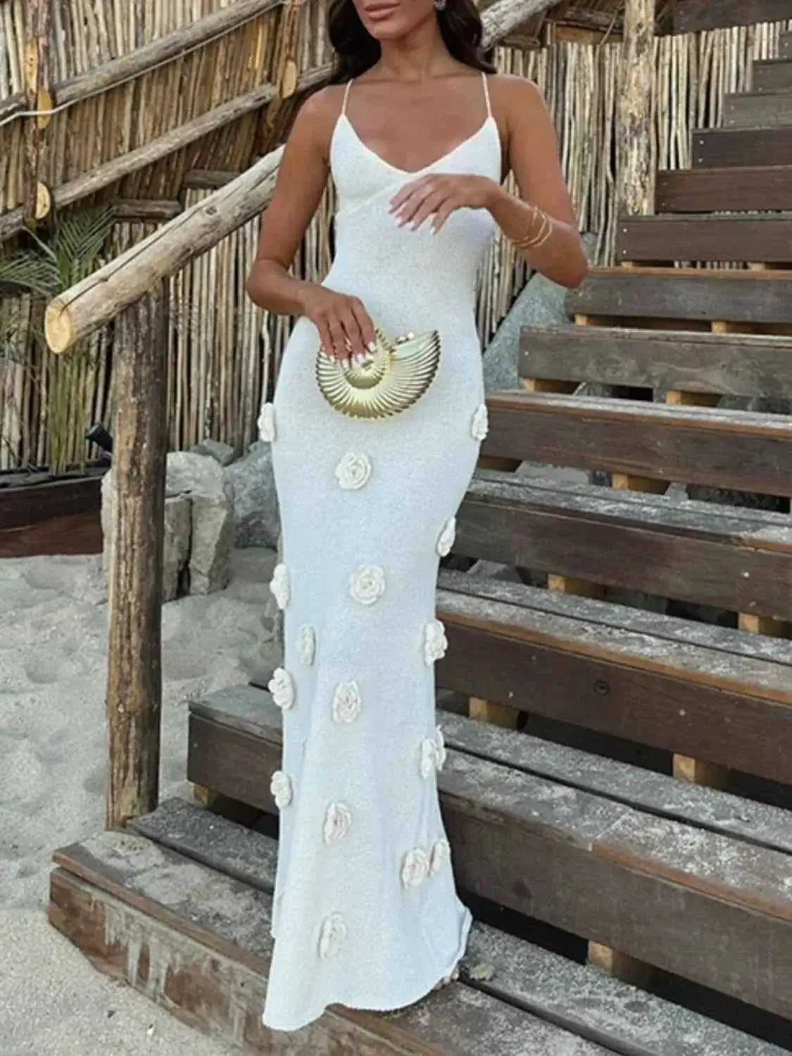 Sweater Dress - Flower Maxi Cami Dress