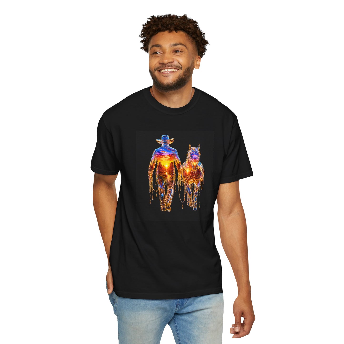 Sunset Cowboy T-Shirt — Vintage Western Sunset Tee