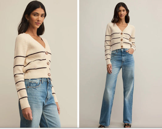Z supply Stefi Stripe Cardigan Sea Salt
