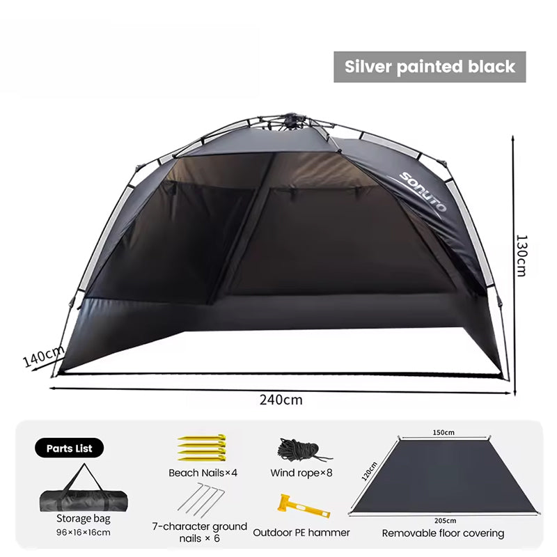 Outdoor 3-4 person one-touch quick-set tent