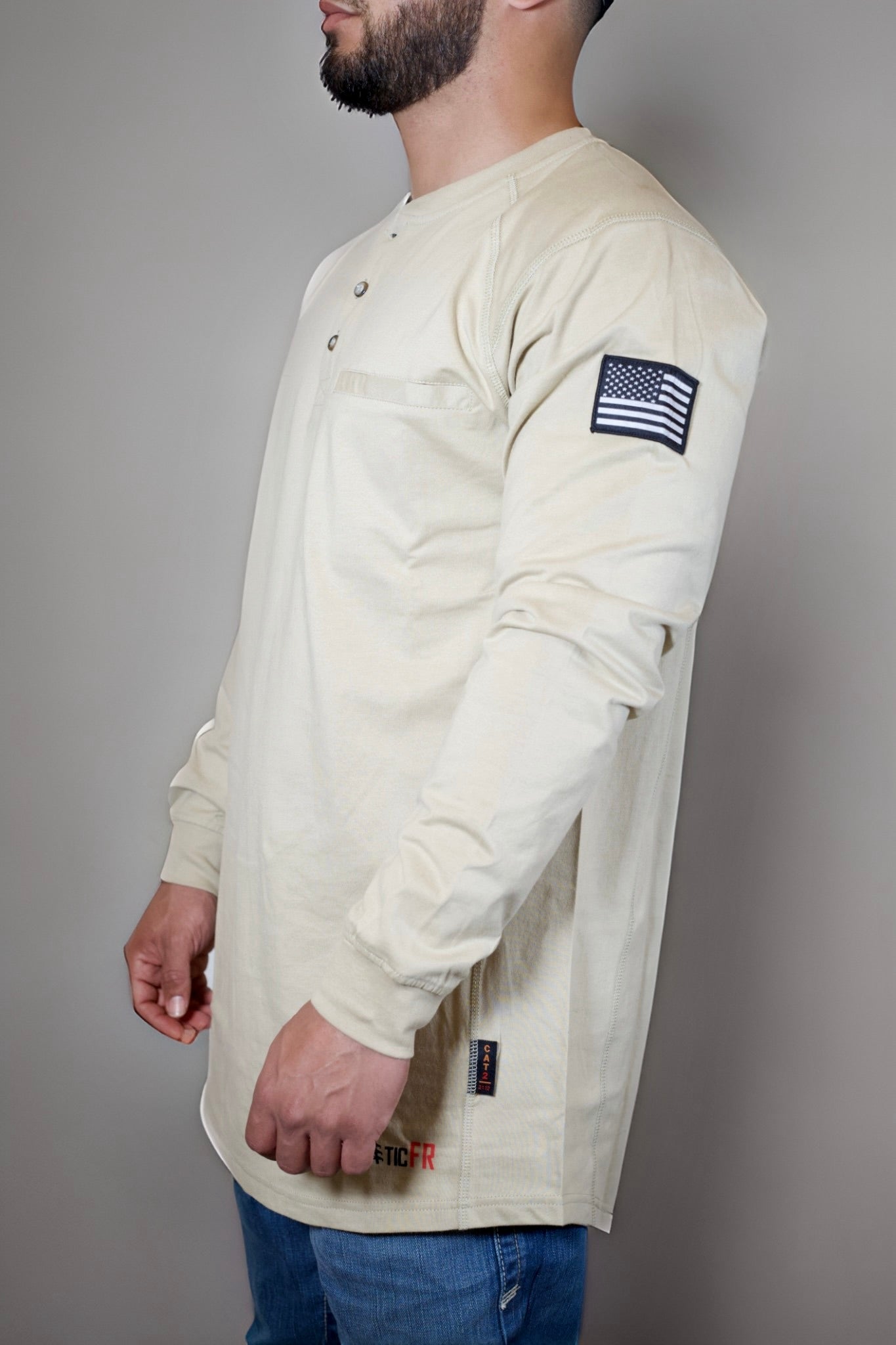 FR 3-Button Henley Shirt - Tan