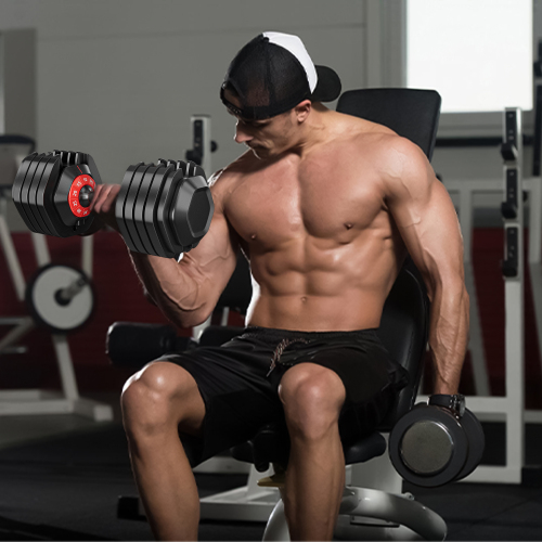 Adjustable dumbbell set, male and female 10 in 1 free dumbbell black rotating handle