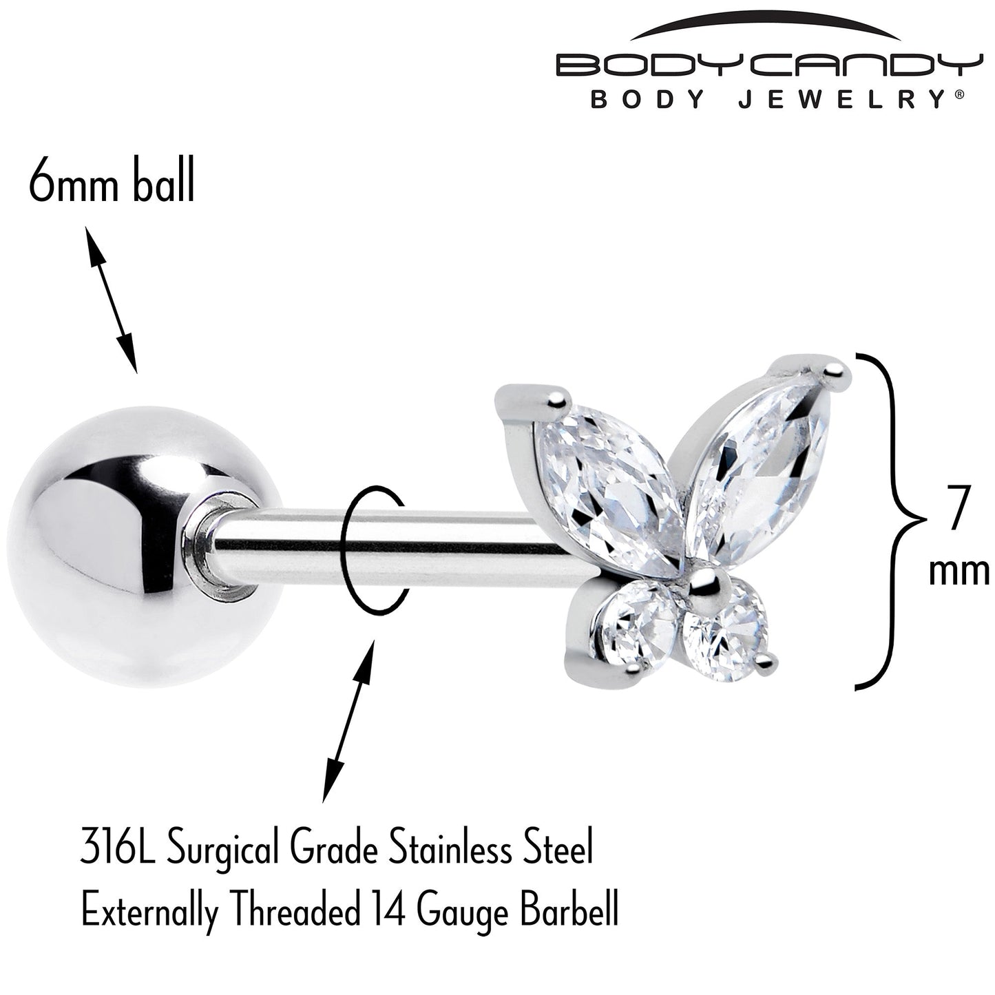 Butterfly Barbell Tongue Ring