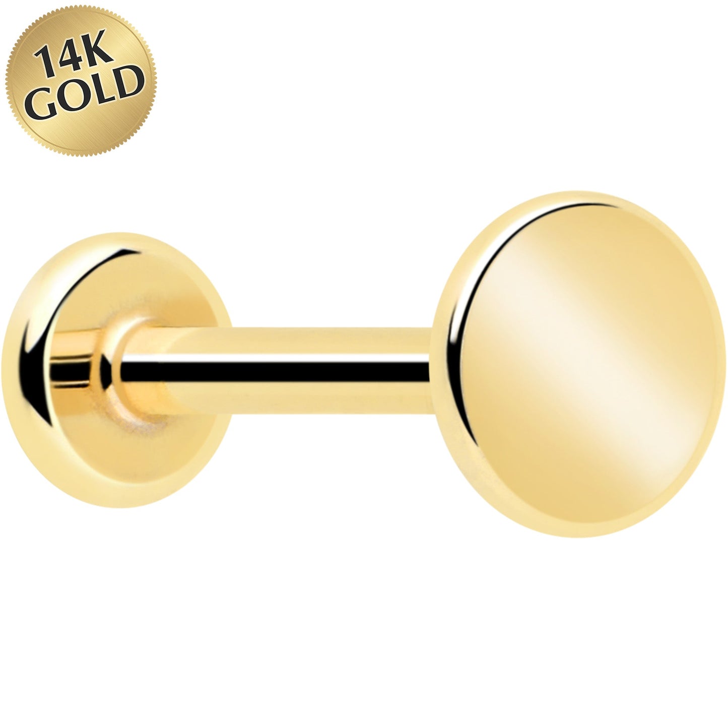 14k Solid Yellow Gold 3mm Disc Threadless Push In Flat Back Stud