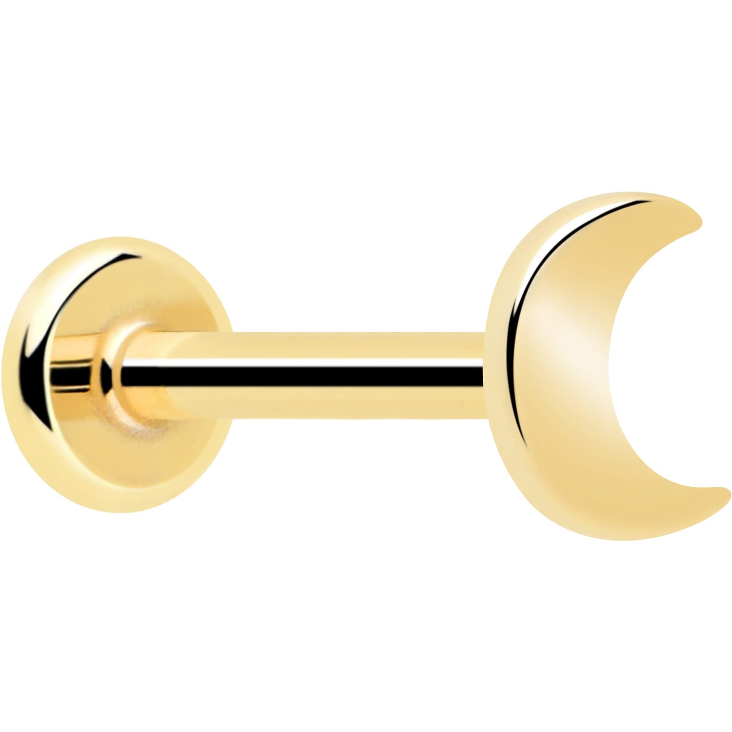 14k Solid Yellow Gold 3mm Moon Threadless Push In Flat Back Stud