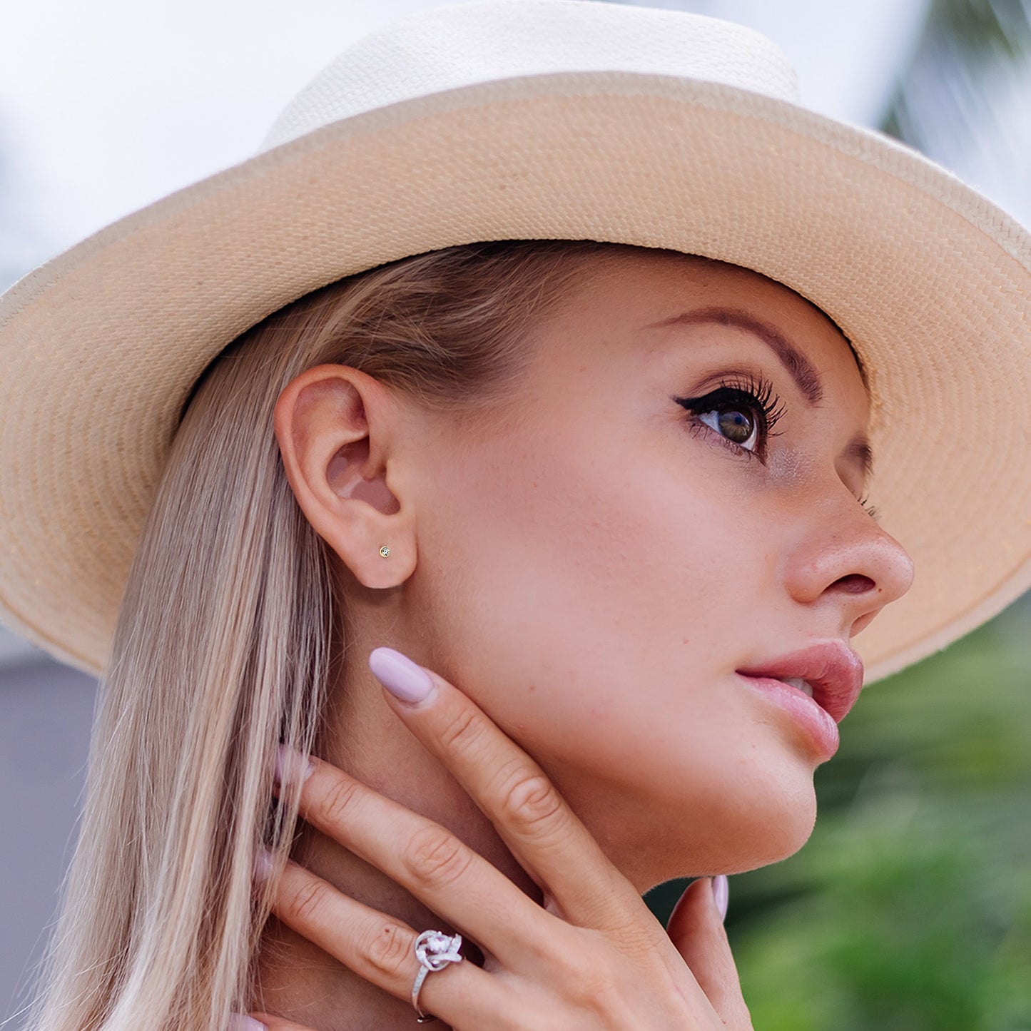 14k Solid Yellow Gold 2mm CZ Gem Threadless Push In Flat Back Stud