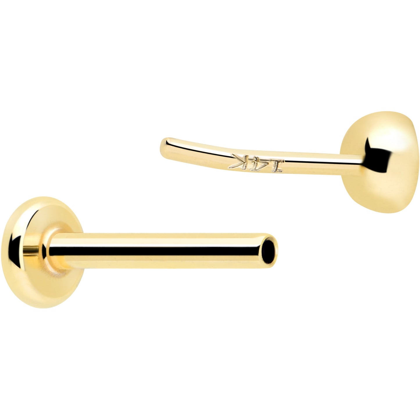 14k Solid Yellow Gold 2mm CZ Gem Threadless Push In Flat Back Stud