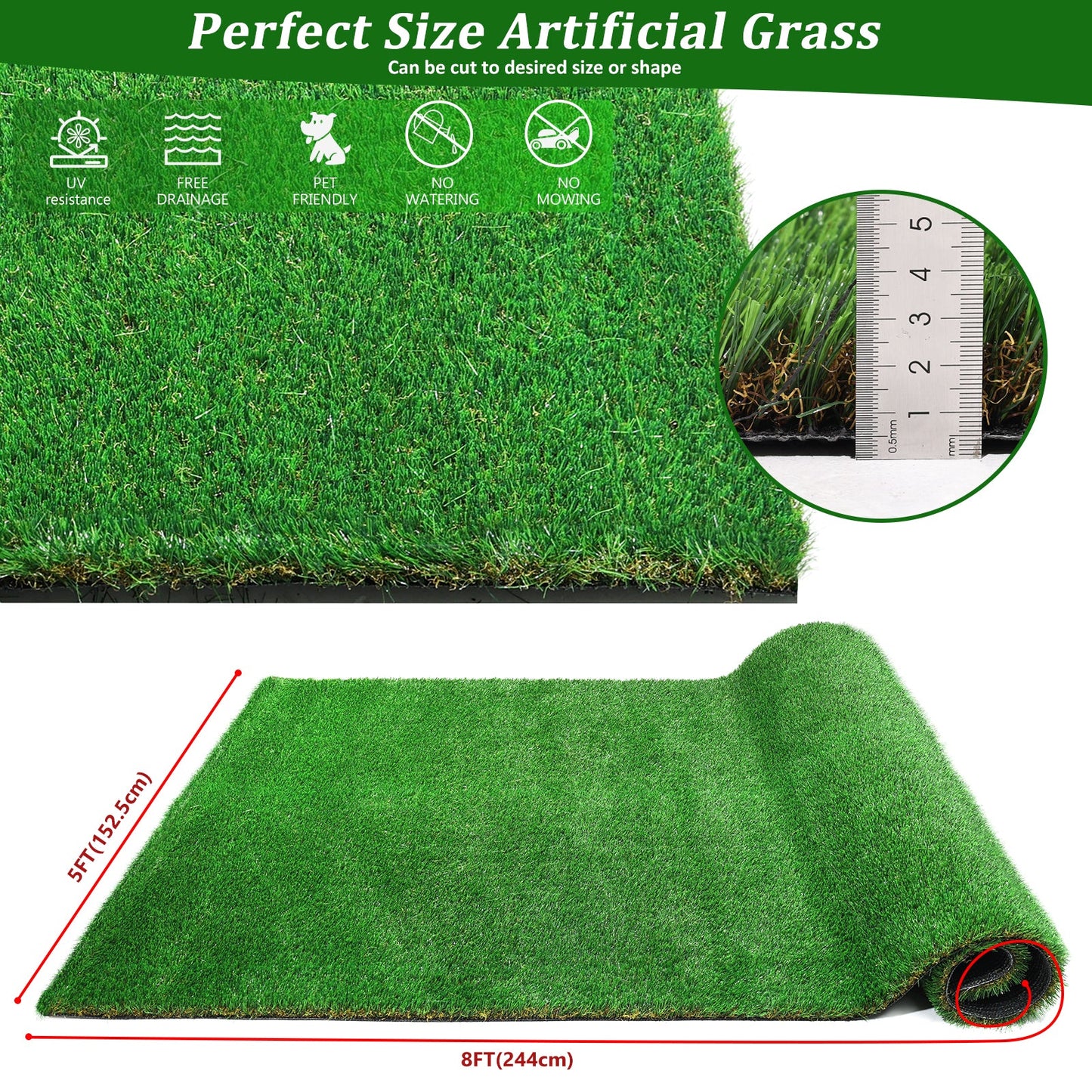 5FTX8FT outdoor artificial grass running blanket