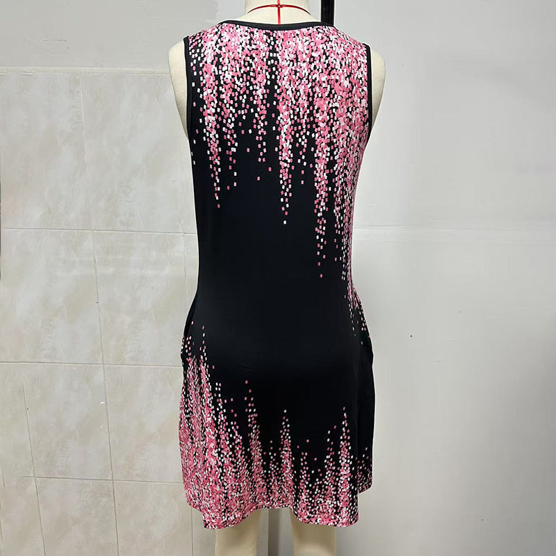 Women's Sundress Summer Beach Dress Graphic Print V Neck