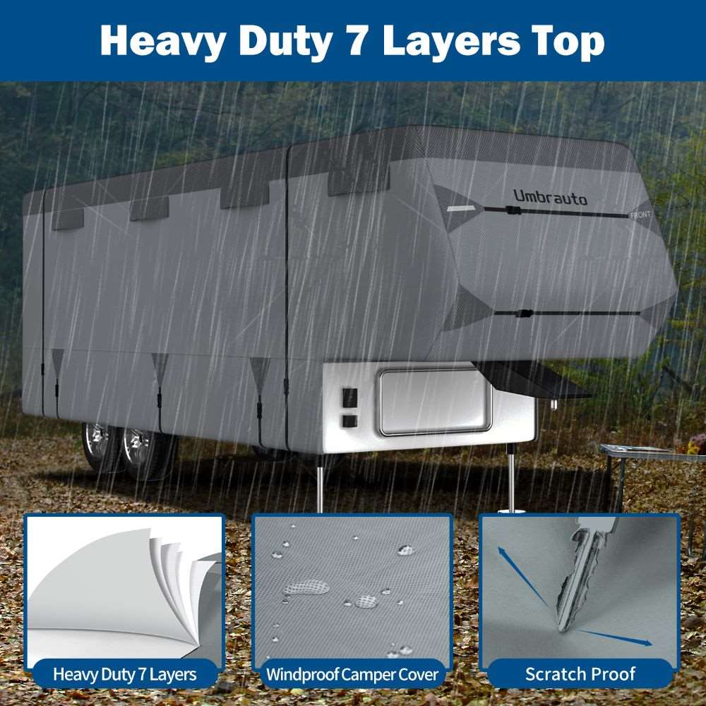 Umbrauto 5th Wheel RV Cover Upgraded 7 Layers Top