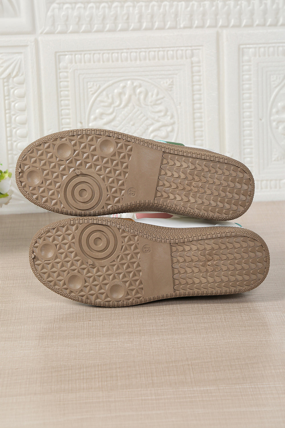 Pink Striped Patchwork Lace Up Sneakers PU Leather