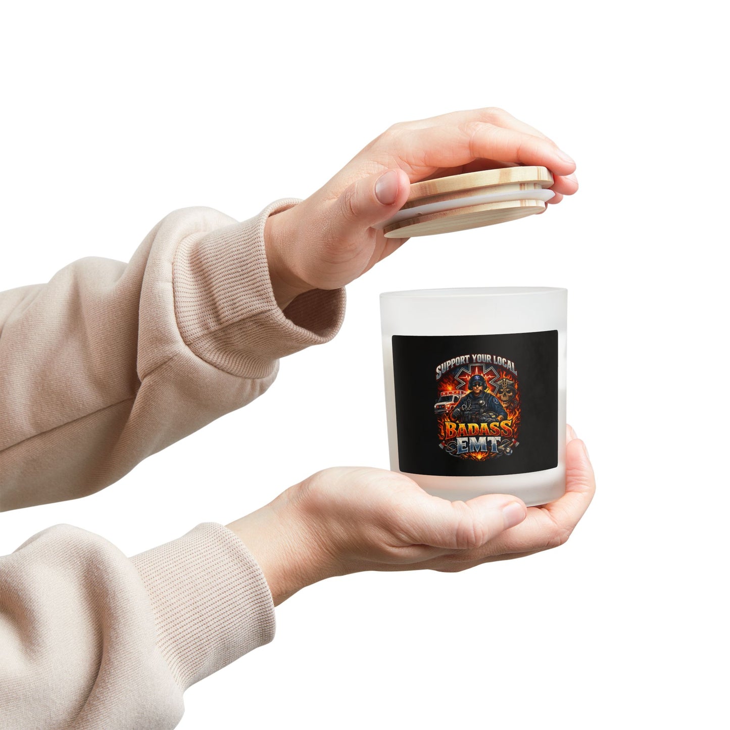 Candle – EMT Frosted Glass Candle — Support Your Local Paramedic, 11oz