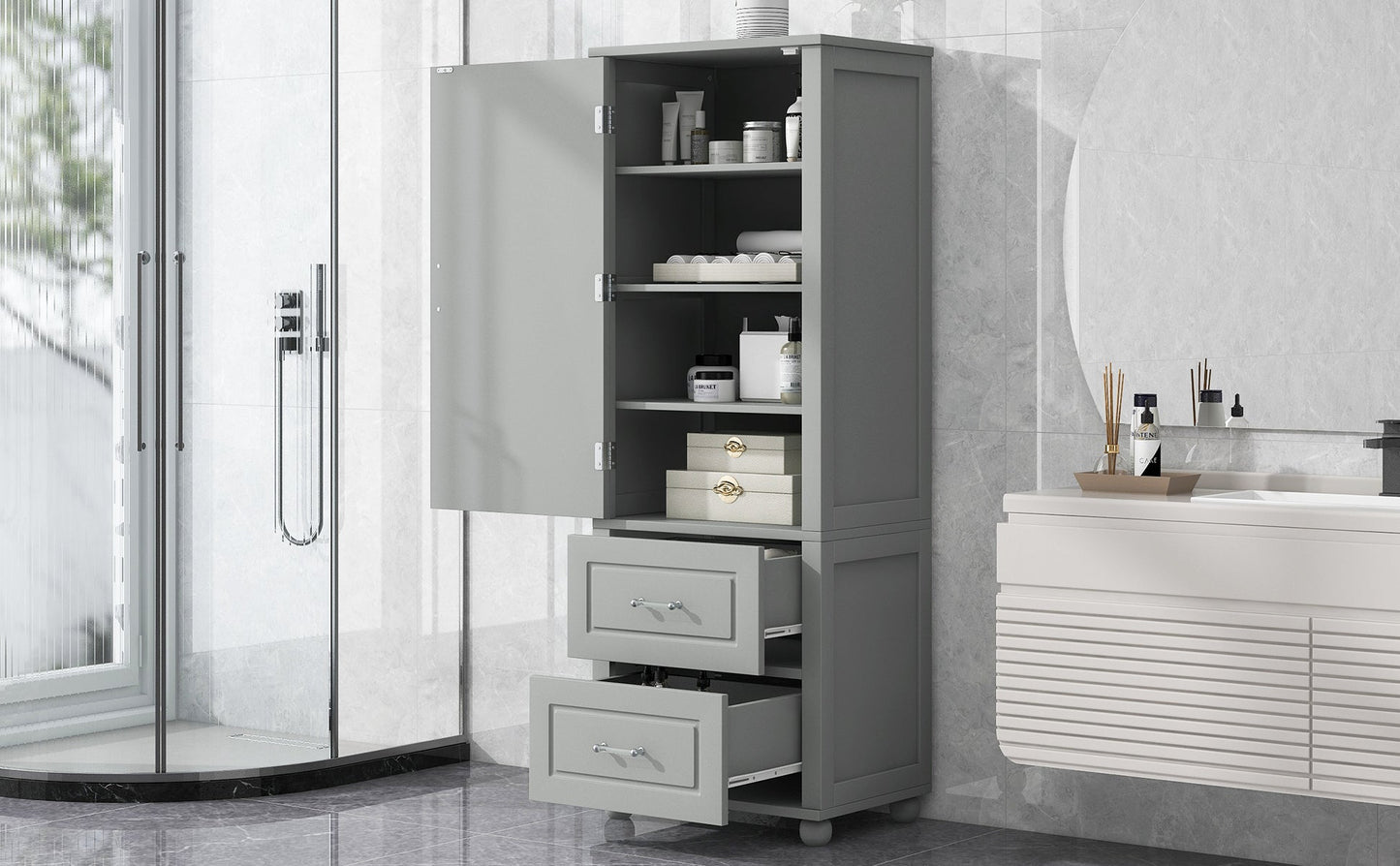 Tall Bathroom Storage Cabinet, Freestanding Storage Cabinet