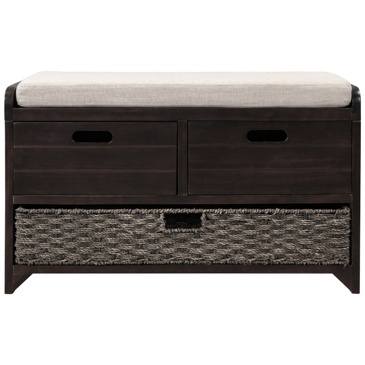 TREXM Storage Bench with Removable Basket and 2 Drawers