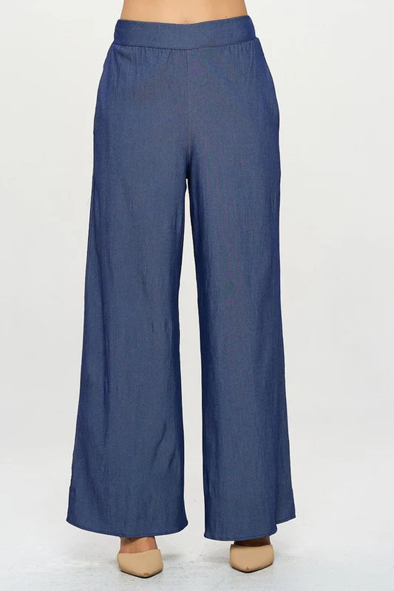 Made in USA Tencel Straight Leg Pants with Side Pockets