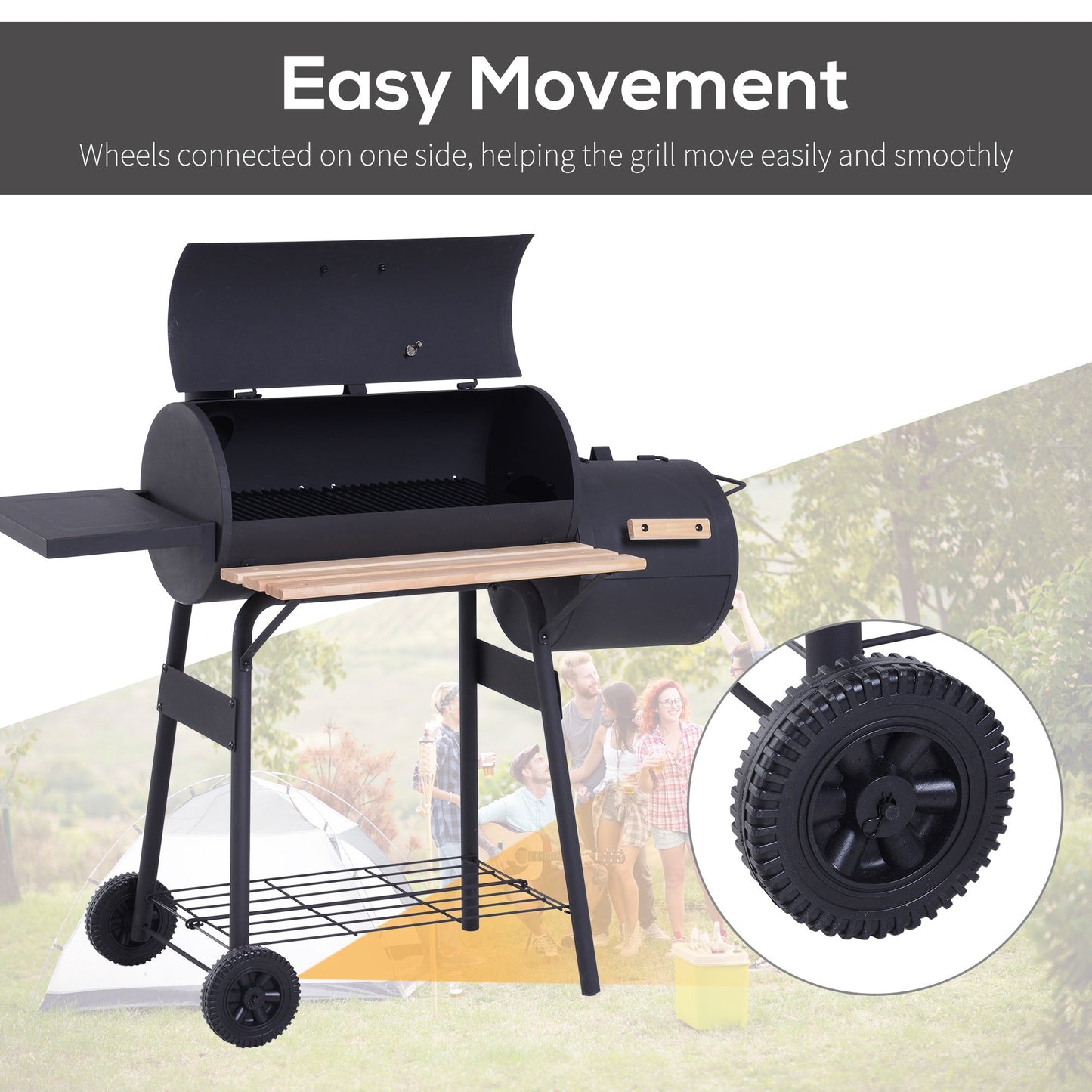 Outsunny 48' Steel Portable Backyard Charcoal BBQ Grill