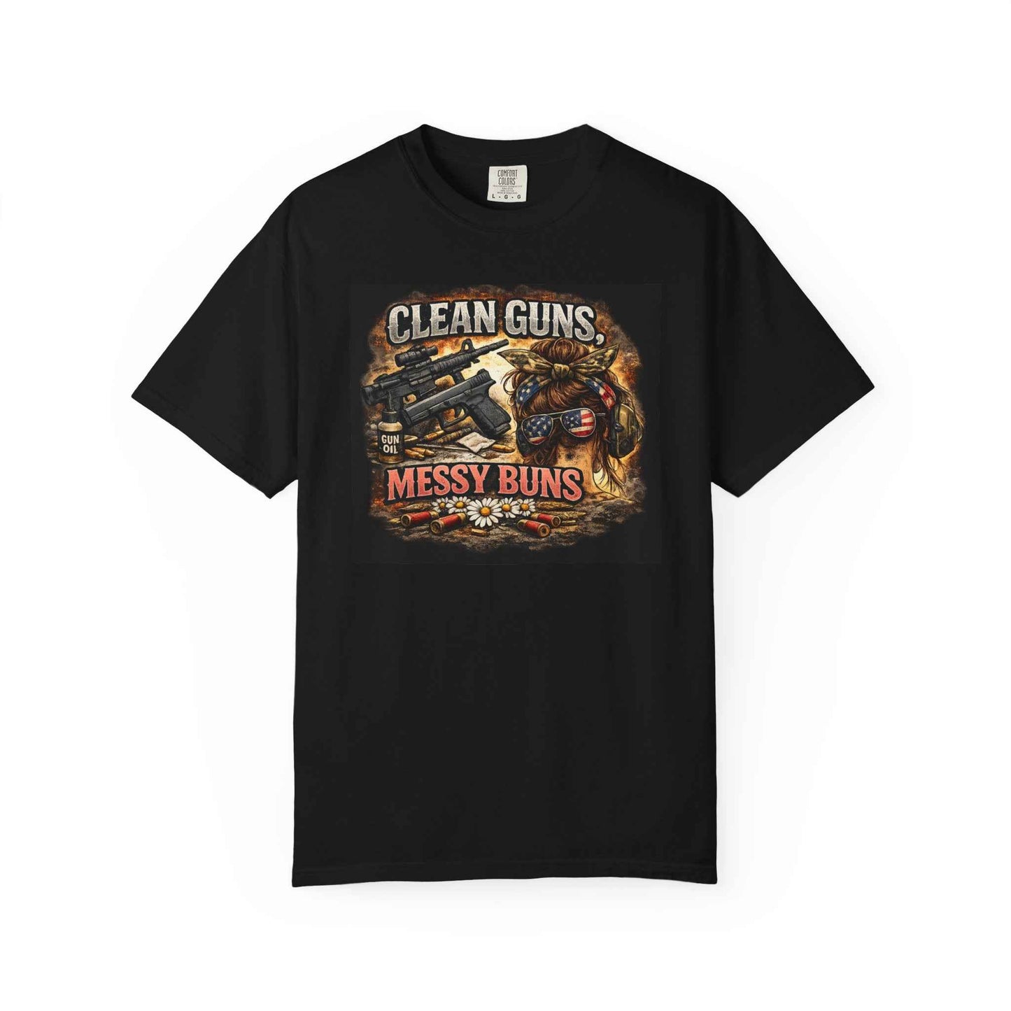 Clean Guns, Messy Buns Graphic Tee Country Shooting Shirt