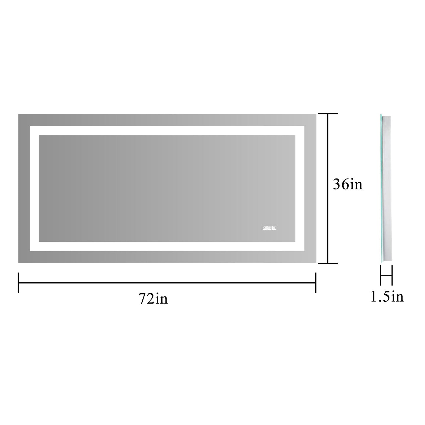 LED Bathroom Mirror 72x36 Inch with lights, anti-Fog & Dimming Led