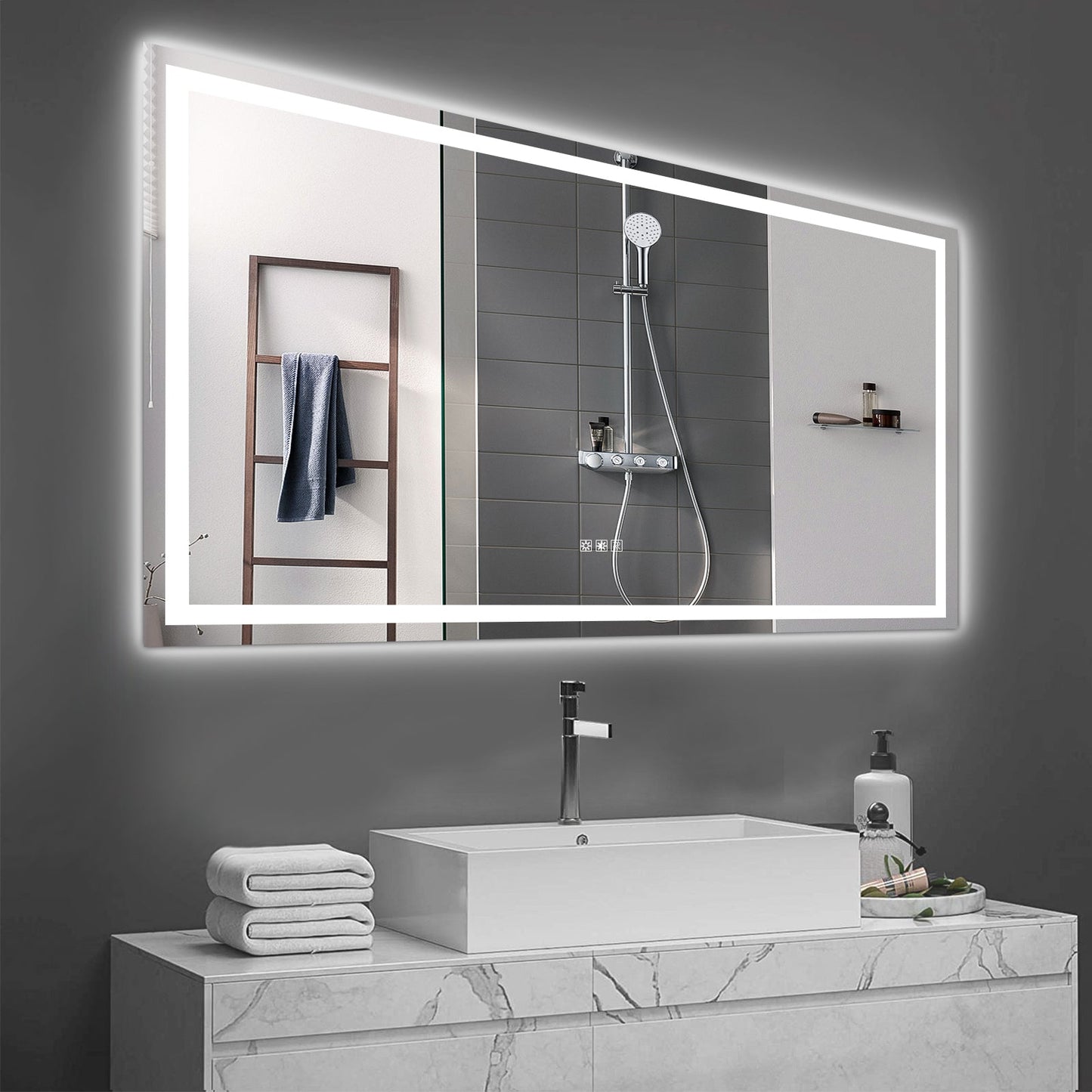 LED Bathroom Mirror 72x36 Inch with lights, anti-Fog & Dimming Led