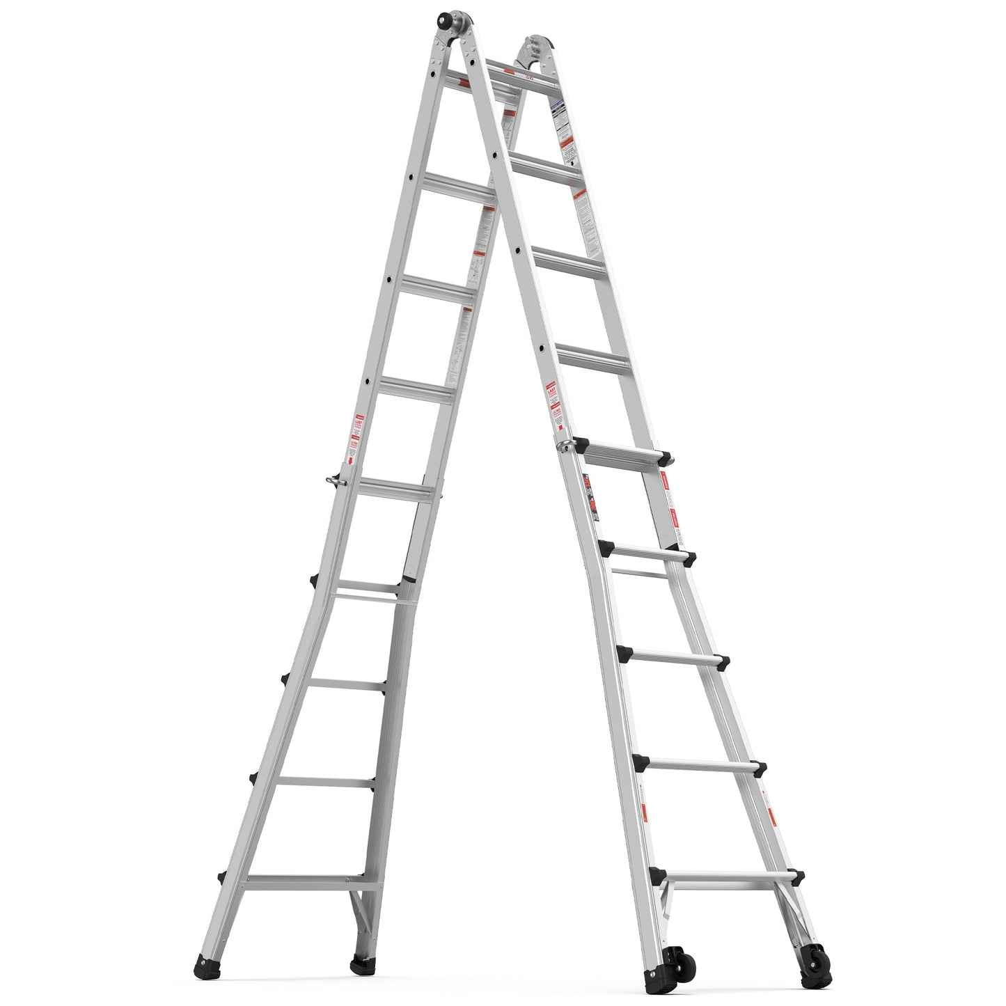Aluminum Multi-Position Ladder with Wheels, 300 lbs Weight Rating, 22 FT