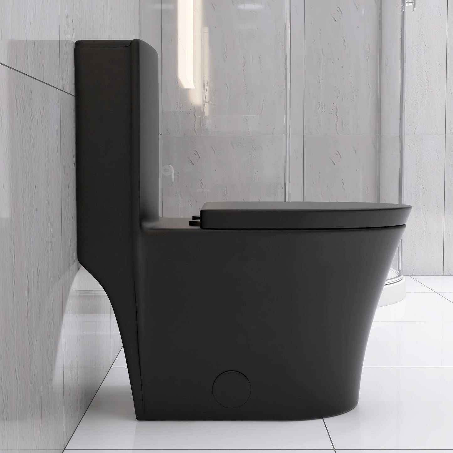 Matte Black Elongated One Piece Toilet Dual Flush