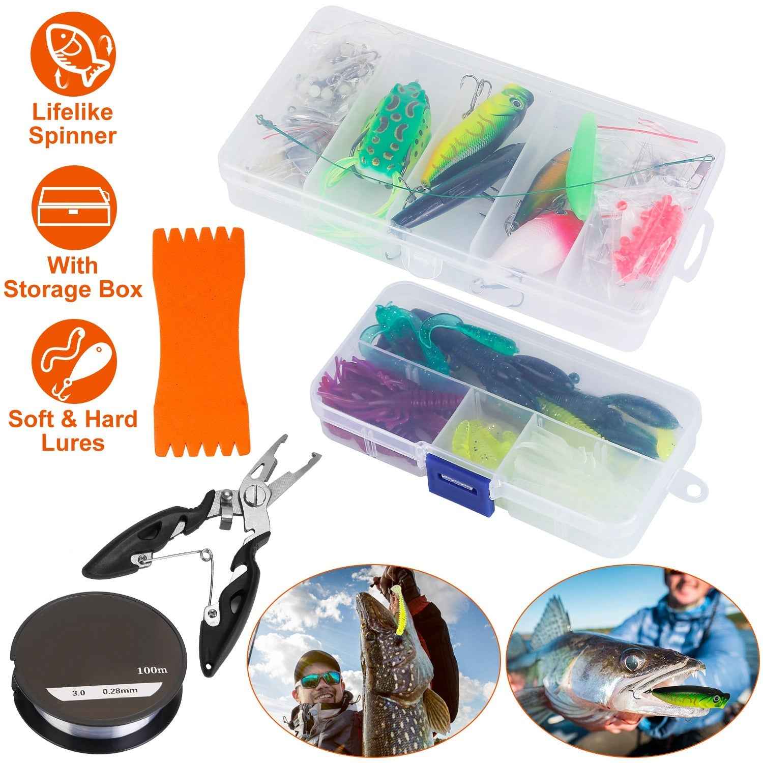 Fishing Lures Kit: Soft & Hard Lures for Salt/Freshwater