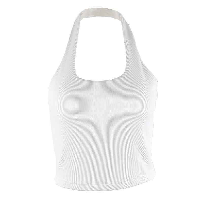 Exposed Umbilicus Halter-neck Short Vest