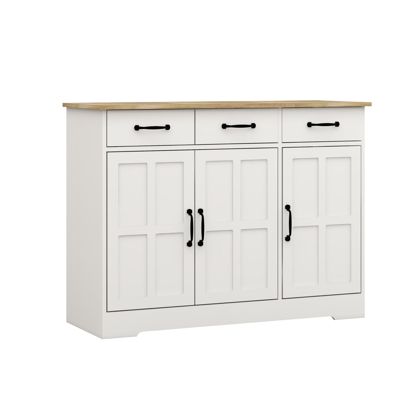 Farmhouse Buffet Cabinet Storage Sideboard with 3 Drawers and 3 Doors