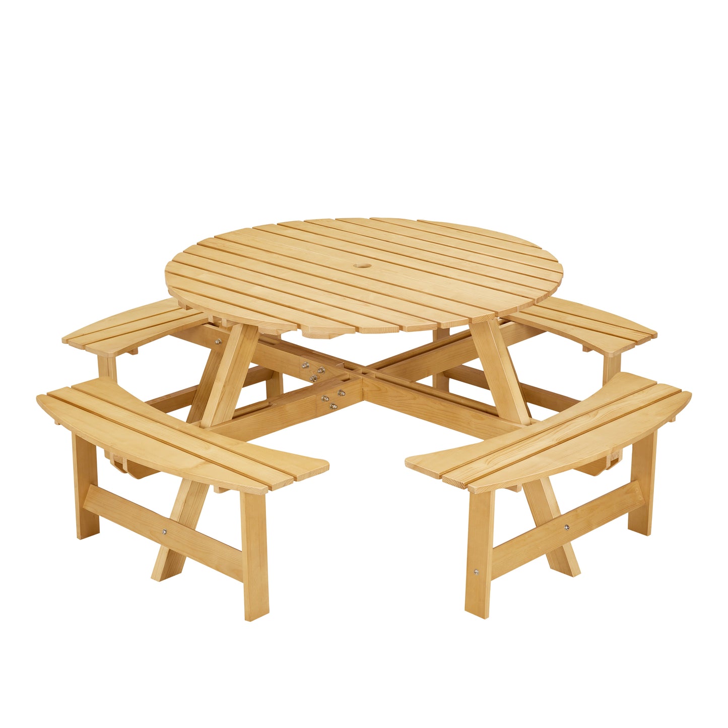 Outdoor picnic table for 8 people, circular picnic table for 8 people