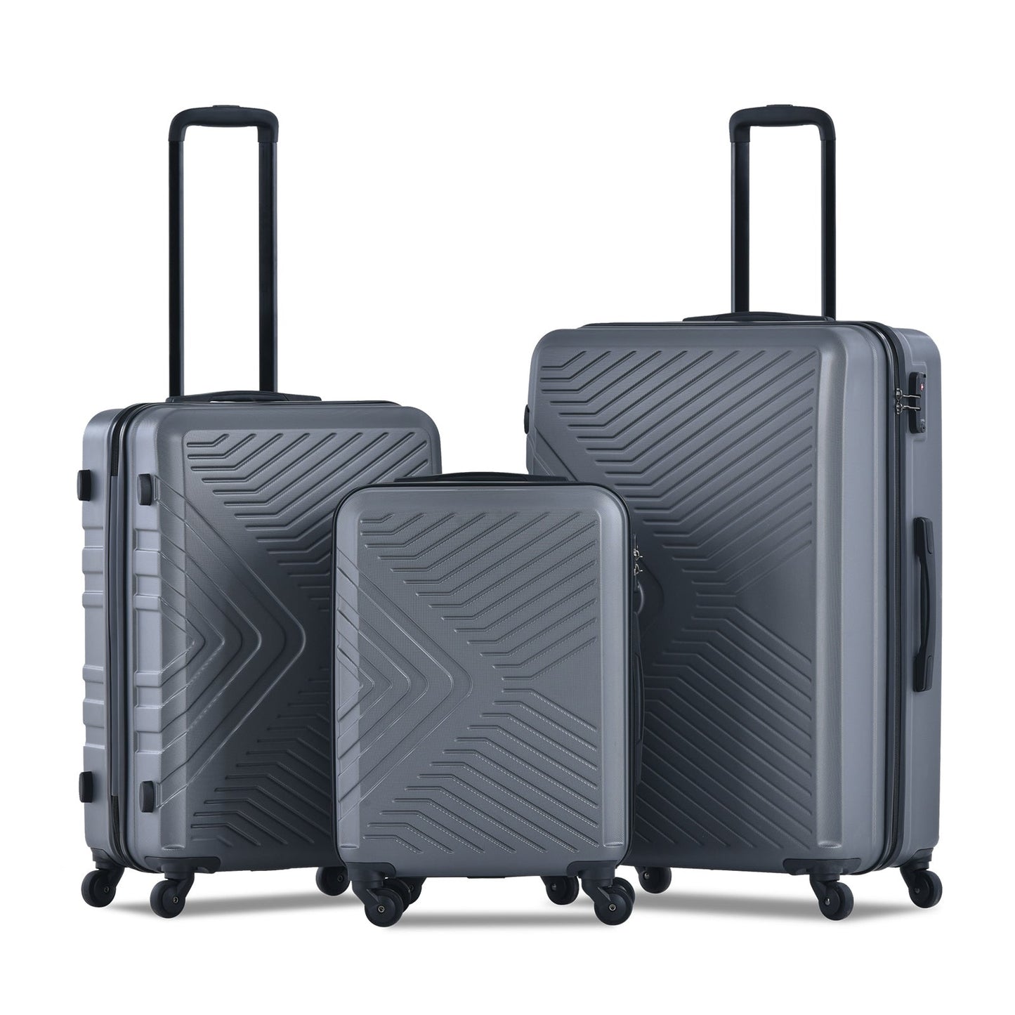 3 Piece Luggage Sets ABS Lightweight Suitcase with Two Hooks, Spinner Wheels