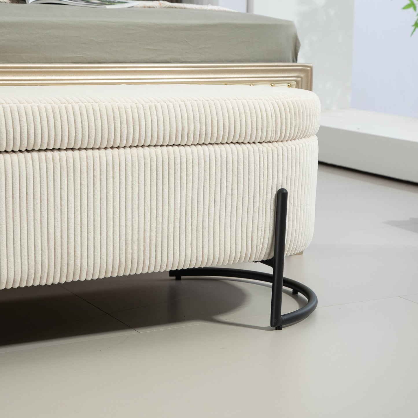 COOLMOR storage Ottoman chair with safety hinge and soft cushion fabric