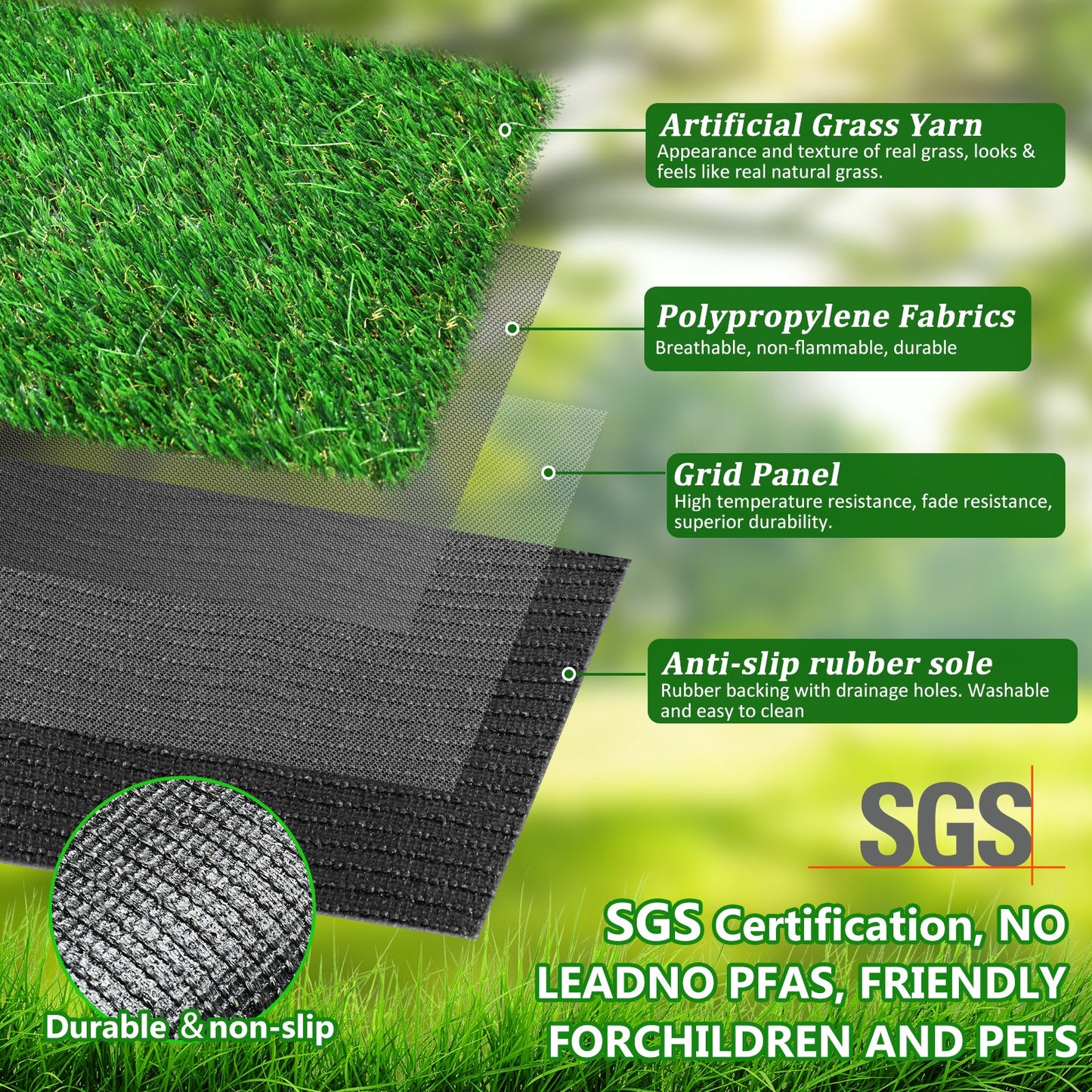 5FTX8FT outdoor artificial grass running blanket