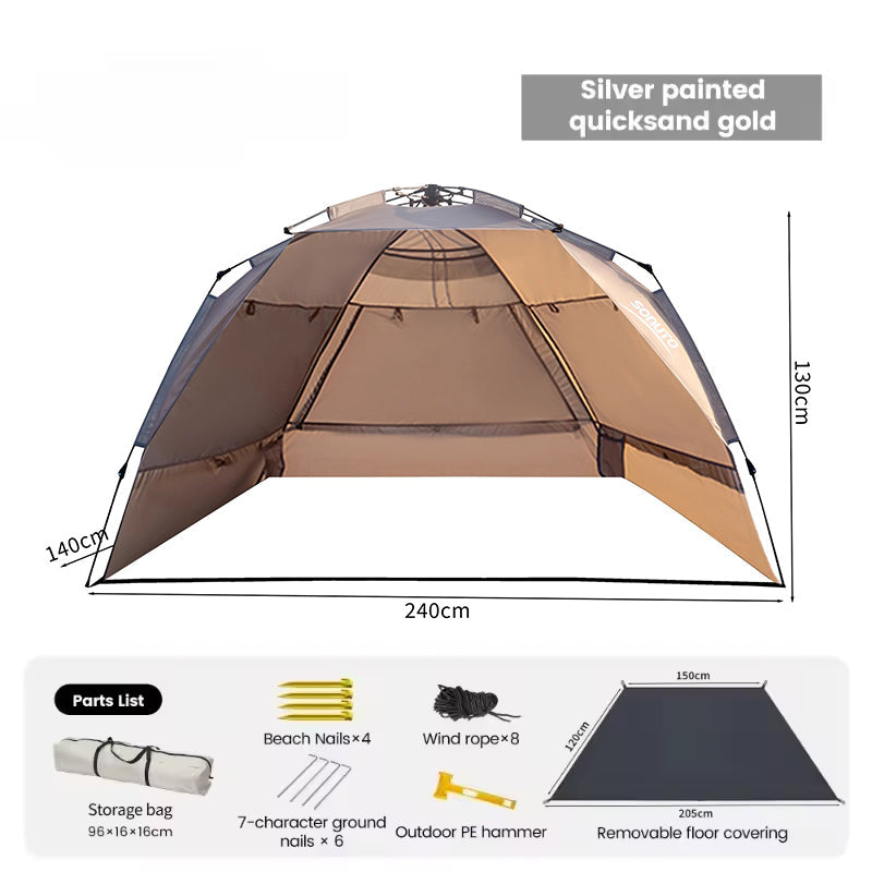 Outdoor 3-4 person one-touch quick-set tent