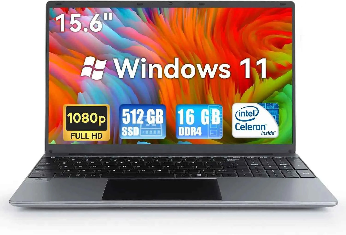Laptop - 15.6 Inch Windows 11 Notebook with 16GB RAM & 512GB SSD