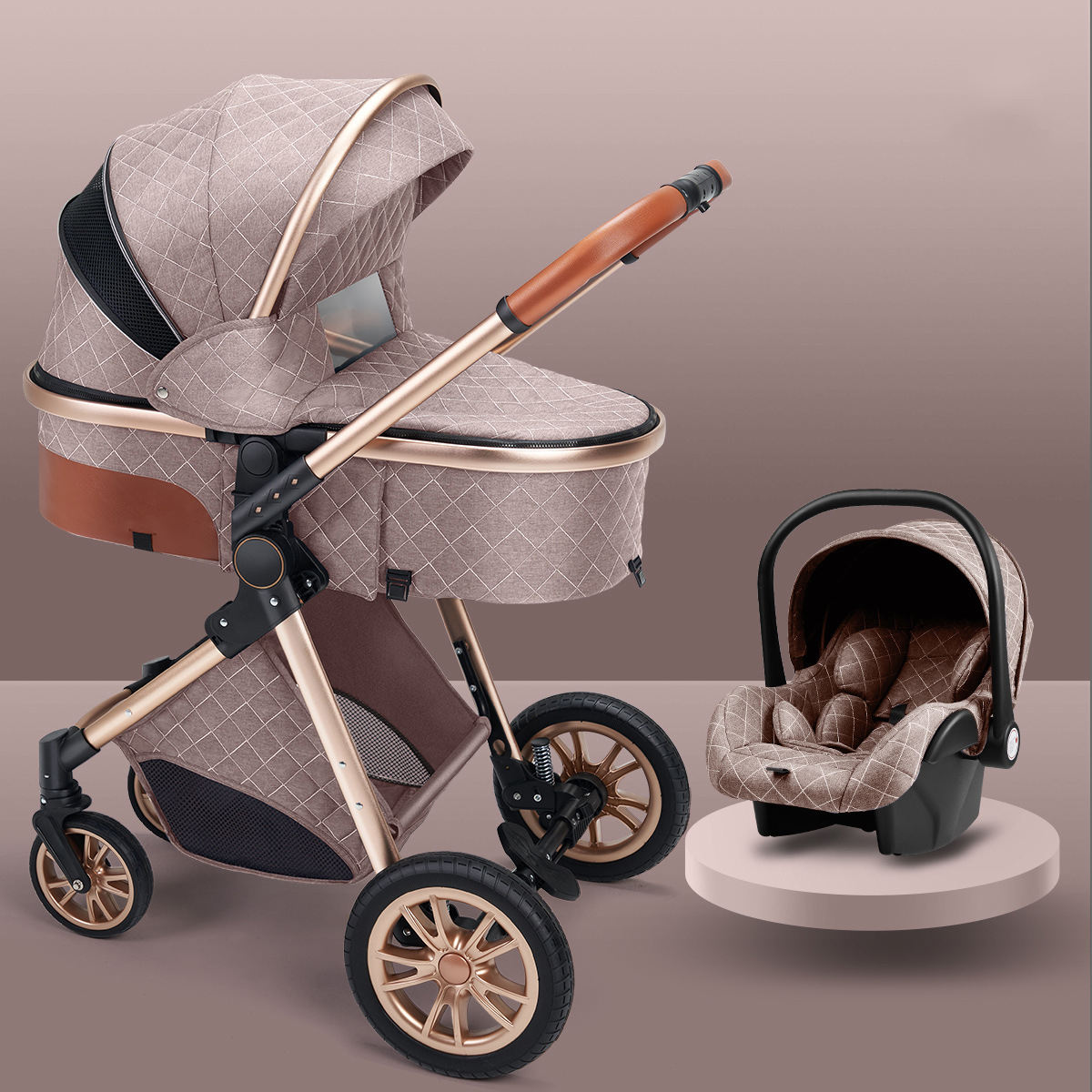 High landscape baby stroller that can sit or lie down lightweight folding