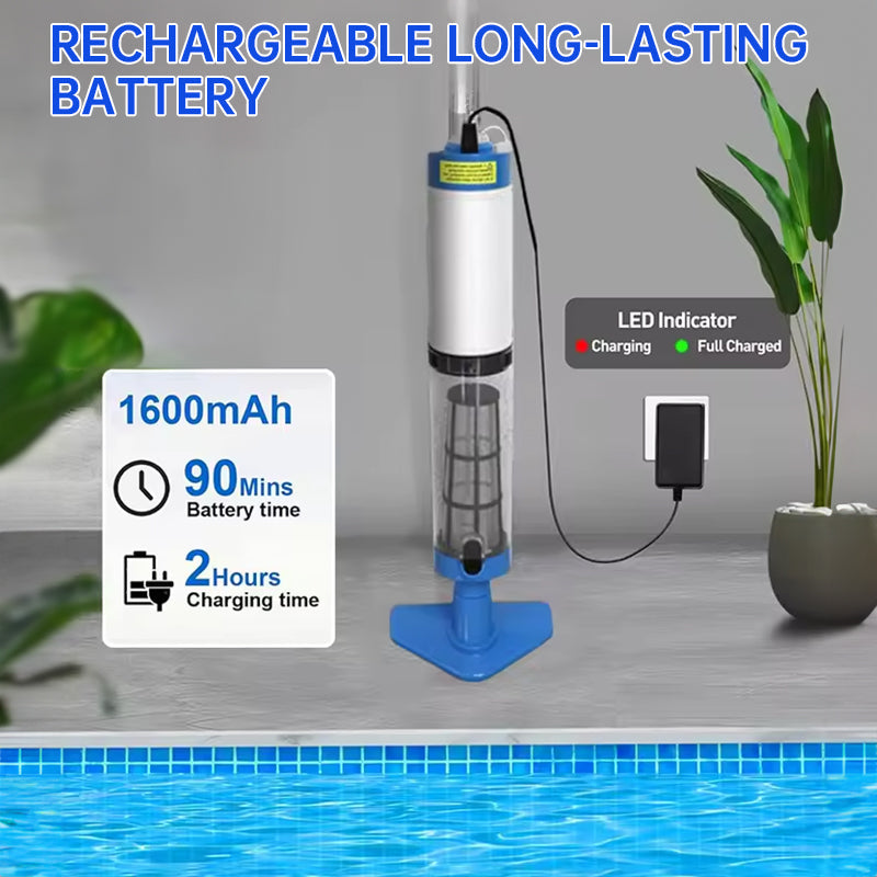 Rechargeable hand pool vacuum for spas/hot tubs/small pools