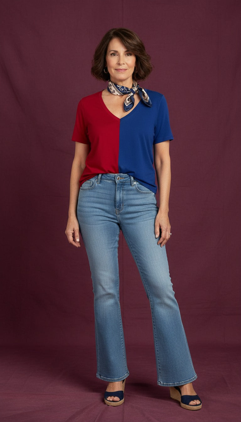 The Two-Tone V: Elevate Your Style with a Versatile V-Neck