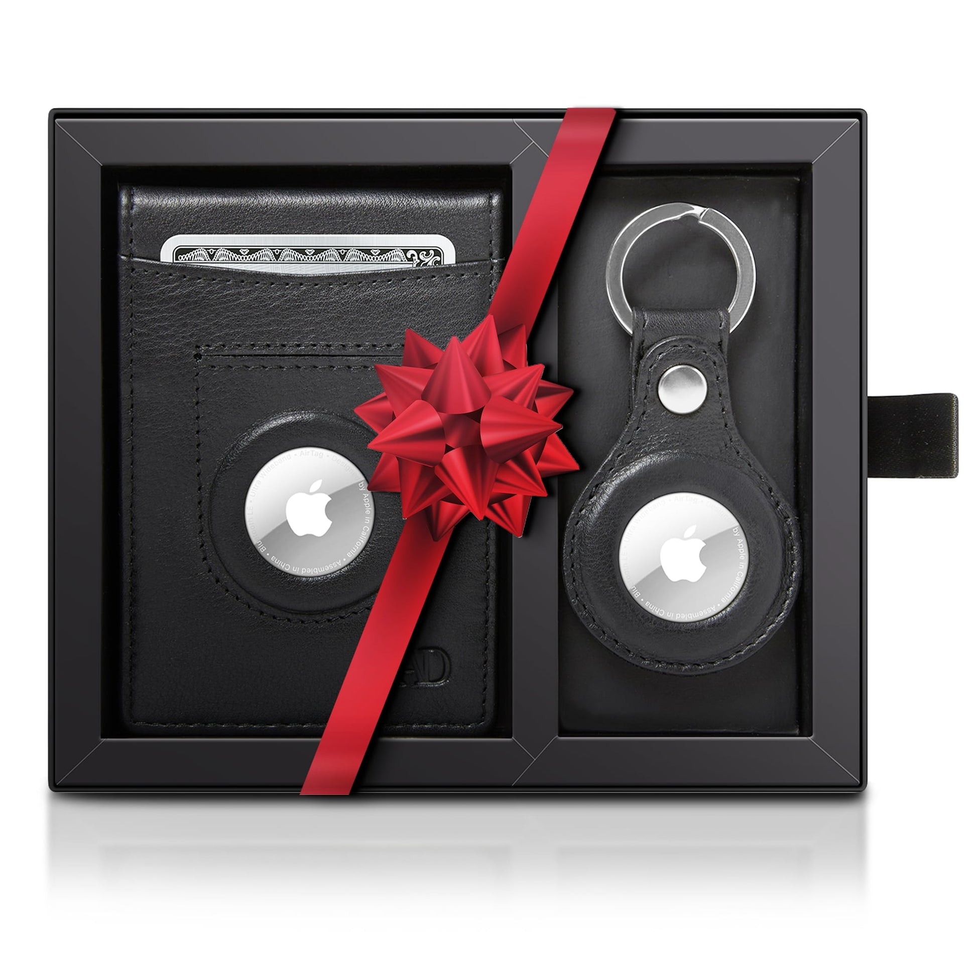 Genuine Leather Money Clip Wallet and Airtag Keychain Gift Set - Shoponestop.store