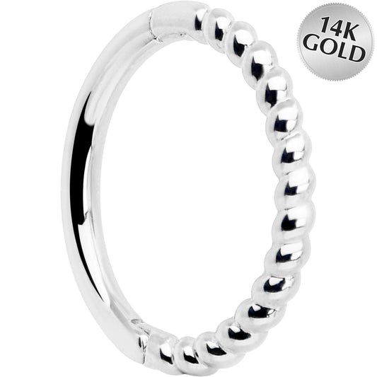 14k Solid White Gold Hinged Segment Ring Forward Facing Twisted 18G 5/16