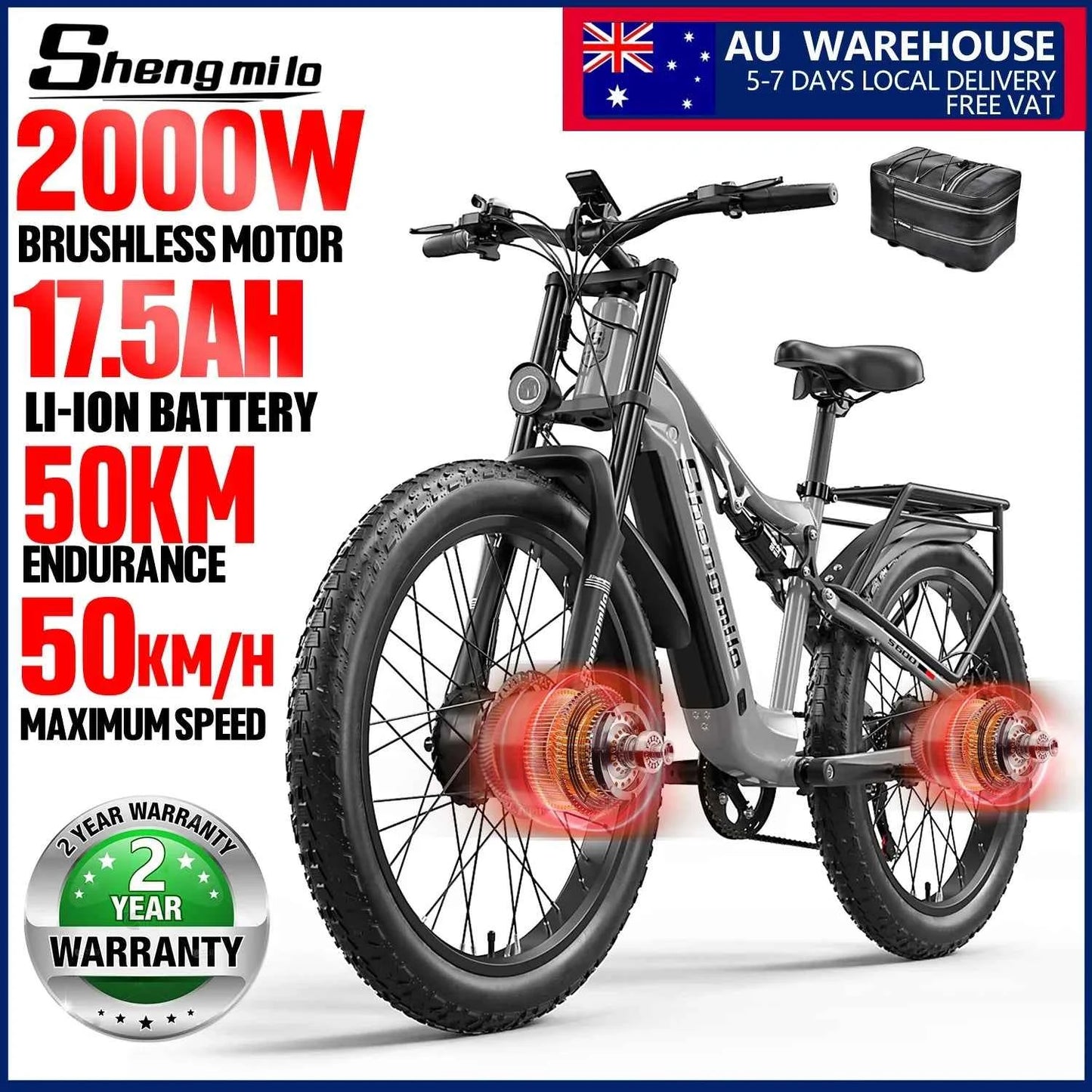 26-Inch 2000W Dual Motor Electric Mountain Bike