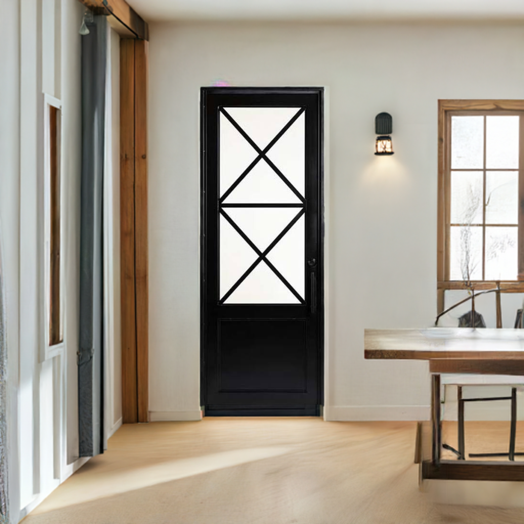 Artemis Single Iron Door with Regency Style and Glass, Perfect for Residential and Commercial Use