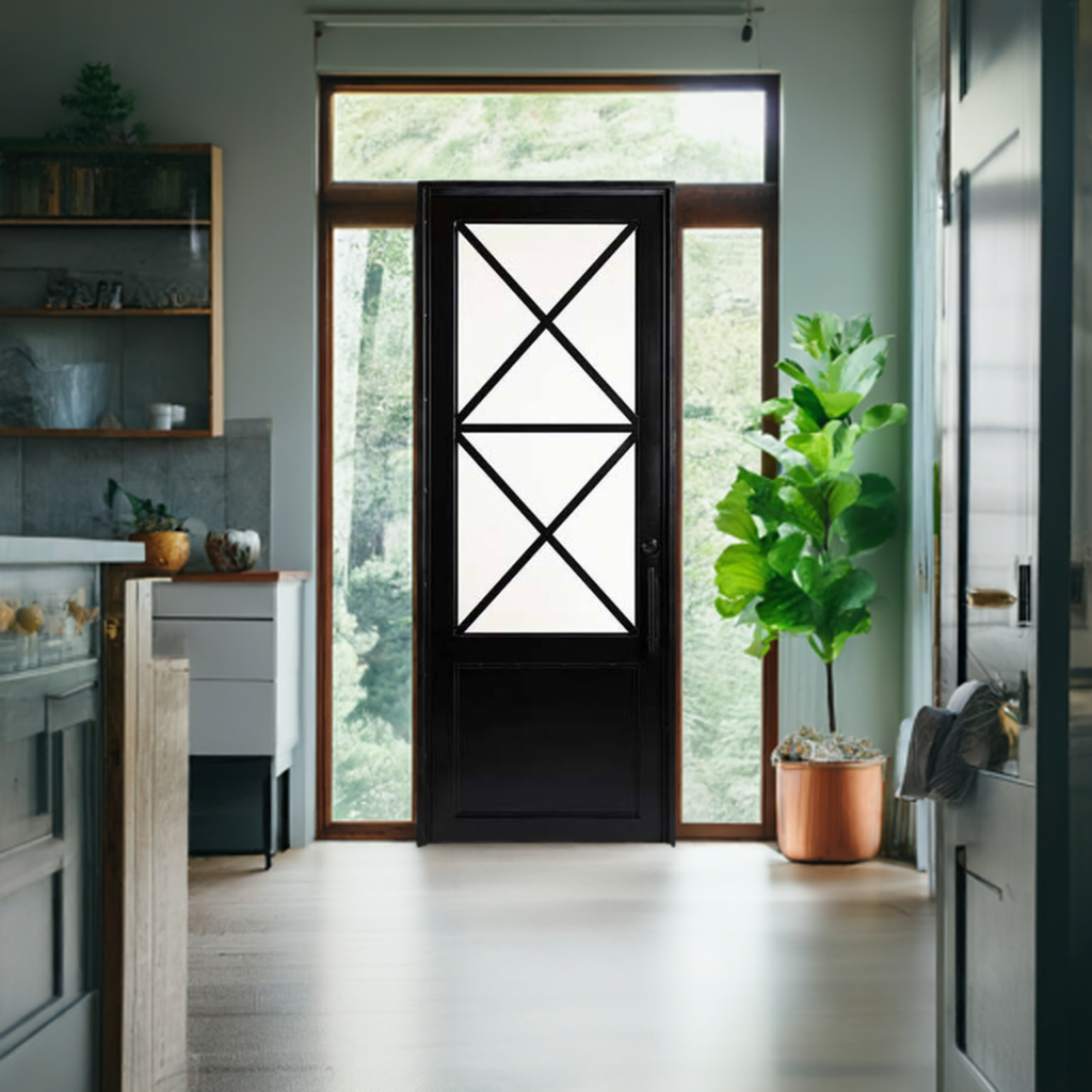 Artemis Single Iron Door with Regency Style and Glass, Perfect for Residential and Commercial Use