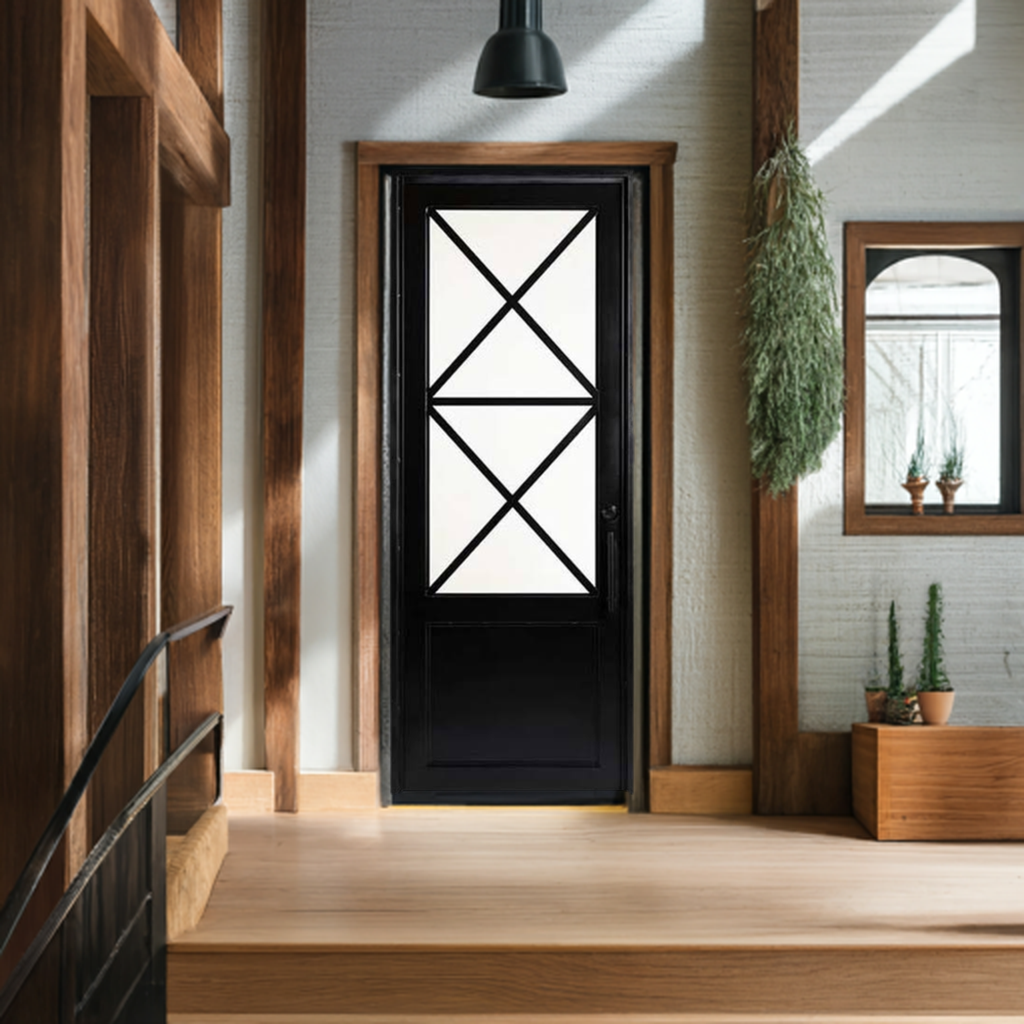 Artemis Single Iron Door with Regency Style and Glass, Perfect for Residential and Commercial Use