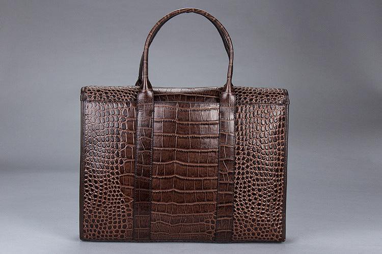 Exotic Croco Leather Laptop Bag - Luxury Genuine Cowhide for Stylish Women