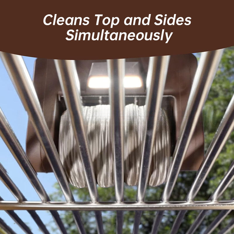 Rechargeable electric roller grill brush, stainless steel, replaceable heads